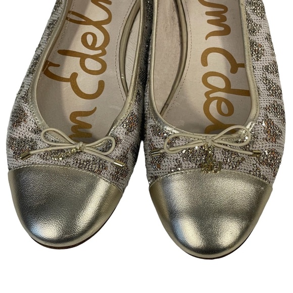 Sam Edelman Sara Gold Toe Glitter Leopard Slip On Ballet Flats Sz 10 - Picture 3 of 13